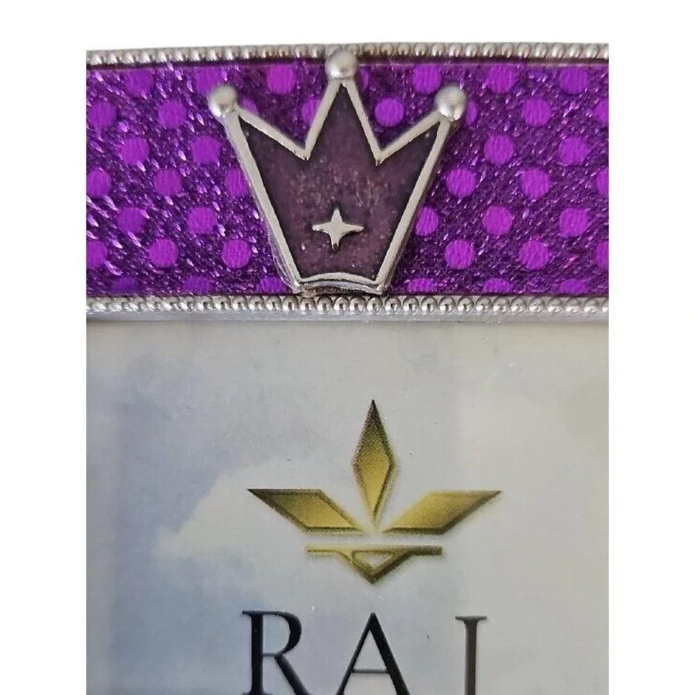 Raj Collection Purple Glitter Polka Dot Crown Photo Frame 7.5 x 5.5 Y2K Vintage